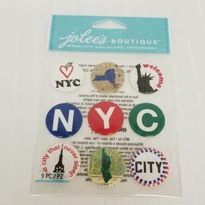 Jolees Boutique New York City Scrapbooking stickers-Buttons-9 Count-NYC-NEW